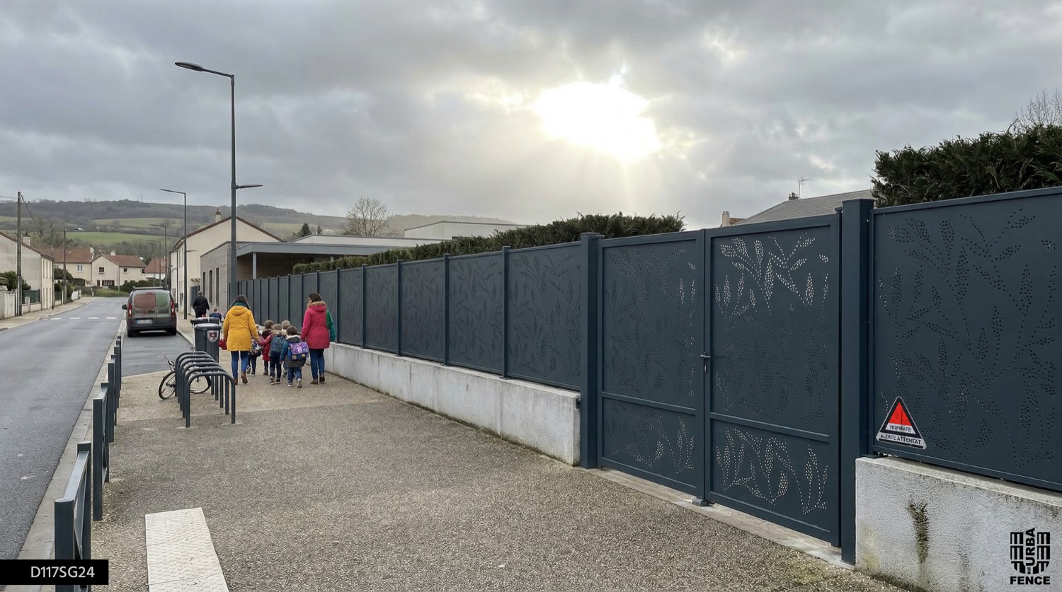 Clôture Urbafence installée autour d'une cour d'école