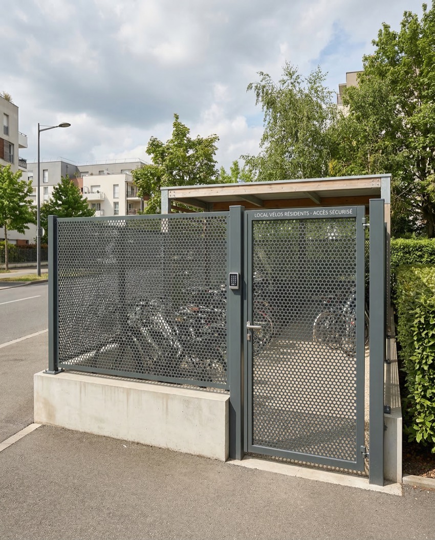 Habillage Urbafence pour un local à vélo