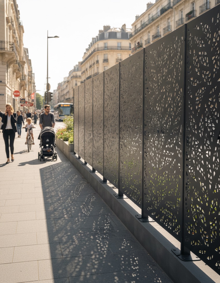 Clôture Urbafence installée le long d'une rue